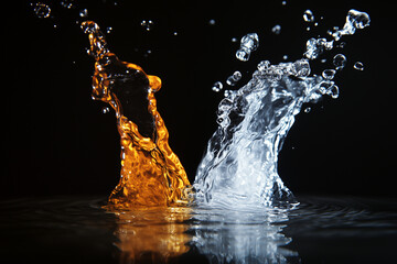 Water splash isolated on a black background