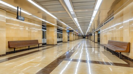 Aufkleber - Modern Empty Underground Subway Station Interior