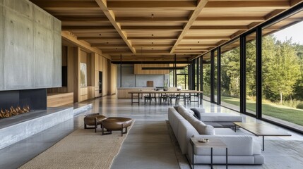 Poster - Modern Minimalist Interior with Natural Light and Wood Accents