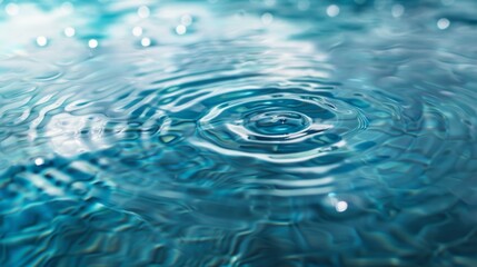 Poster - Blue mint water surface with delicate rings and waves