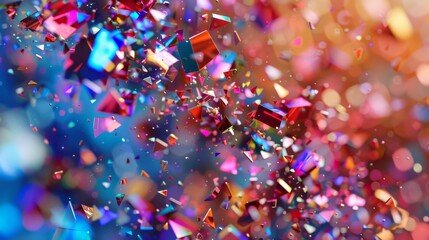 Aufkleber - Bright multicolored abstract background with falling small pieces, dynamic and lively, detailed texture