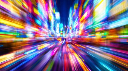 Poster - Vibrant City Lights in Motion at Night
