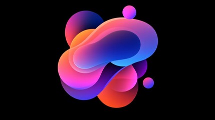 Poster - Colorful Abstract Shapes on Black Background