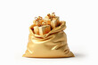 © Radorog. - yellow gold sack with holiday gifts isolated on a white background