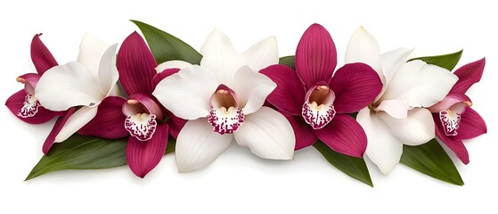 Poster - Beautiful and graceful orchids in soft white and delicate purple hues isolated on a gentle serene background  These elegant flowers create a tranquil romantic and visually appealing atmosphere