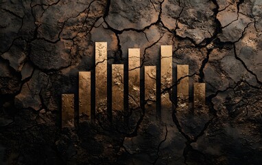 Gold bars on a cracked earth background