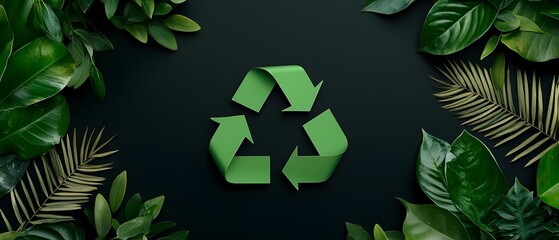 Poster - Eco Friendly Recycling Symbol Made from Lush Green Foliage Representing Sustainable Practices and Environmental Conservation