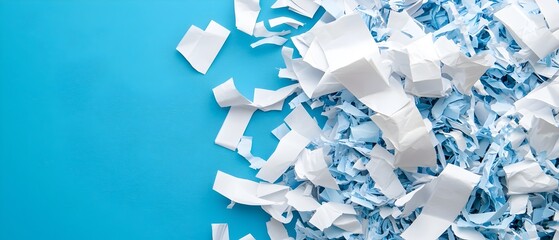 Aufkleber - Neatly Stacked Pile of Shredded Paper Prepared for Recycling at a Local Industrial Plant or Facility