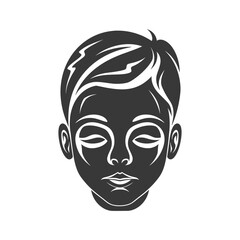 Wall Mural - Silhouette of a Young Person with Short Hair and Closed Eyes