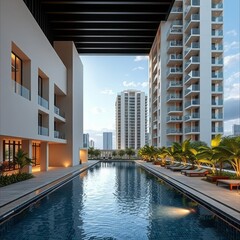 Pool swimming and garden in luxurious condominiums Condominium  