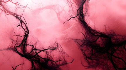 Black Spider Web on Pink Background, Abstract Image, Texture, Pattern Background, Wallpaper, Cover and Screen for Smartphone, PC, Laptop, 9:16 and 16:9 Format