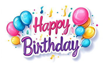 vector happy birthday horizontal illustration with 3d realistic background with text.