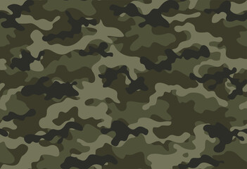 Wall Mural - khaki camouflage seamless pattern, vector background, forest hunting print