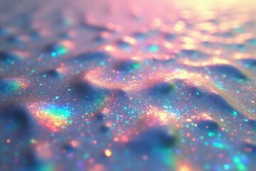 Wall Mural - iridescent surface with glowing colors and texture for creative design and background.