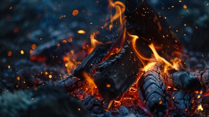 Aufkleber - Close-up shot of campfire flames illuminating surrounding area