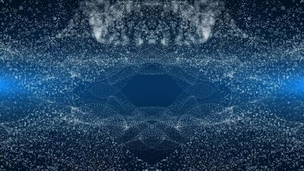 Wall Mural - an abstract tunnel of oscillating surfaces of particles. looped seamless animation.