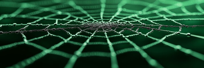 Digital Spider Web 3D Rendering: High Quality Photo, Green-Violet Palette 