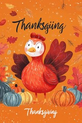 Colorful cartoon turkey illustration for a festive Thanksgiving celebration