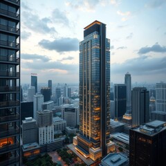 Bangkok thailand - october 152019 : baiyoke tower ii view downtown cityscape skyscraper hotel in city modern buildings landmark in bangkok thailand Condominium 