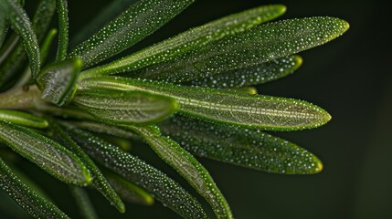 Aufkleber - Macro shot of rosemary leaves showcasing the fine details and natural oils present on the surface