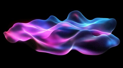 Wall Mural - abstract glowing pink and blue wave pattern on a black background.