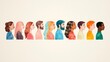 © suchaya - A colorful illustration of diverse profiles showcasing various hairstyles, skin tones, and expressions in a creative lineup.