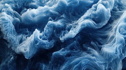 Wall Mural - abstract blue and white swirling pattern resembling clouds or water.