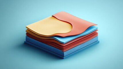 Poster - Abstract layered 3D graphic with red, blue, yellow and orange wavy lines.
