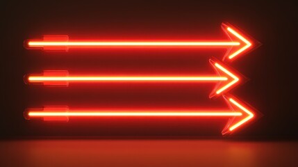 Sticker - three glowing red neon arrows pointing right on a dark background.