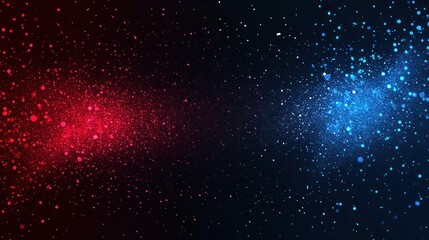 Wall Mural - abstract background with red and blue glowing particles.
