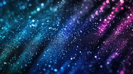 Wall Mural - Abstract blue, purple, and pink glitter bokeh lights on a dark background.