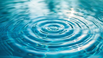 Leinwandbilder - Smooth blue mint water texture with circular ripples