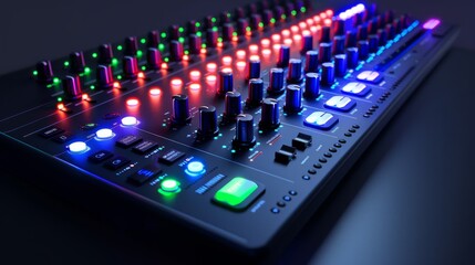 Poster - Soundboard with multiple channels and bright LEDs with clean background