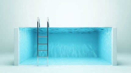 Wall Mural - a half-submerged swimming pool with a ladder.