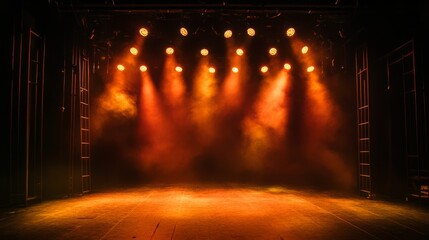 Poster - The stage illuminated with a series of powerful lights that create a dramatic and engaging background scene.
