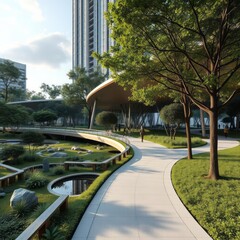 Benjakitti forest park it's a new beautiful landscaped park it's a huge green space in the city park includes skywalk little ponds running and cycling paths Condominium 