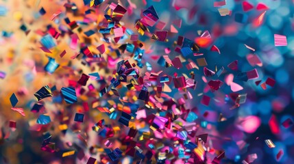 Aufkleber - Vibrant abstract background with many falling small pieces, colorful and dynamic, artistic pattern