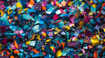 Aufkleber - Vibrant abstract background with many falling small pieces, colorful and dynamic, artistic pattern