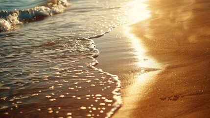 Poster - Warm sandy beach with sunlight reflections