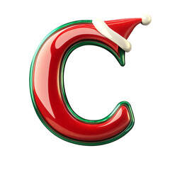 red green christmas style c alphabet balloon realistic 3d on white background.