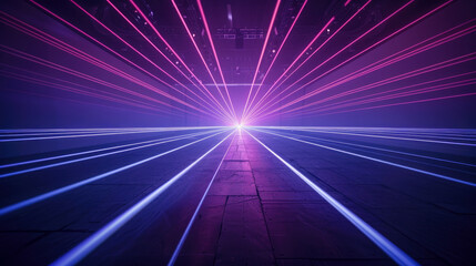 Wall Mural - laser rays abstract background, light lines during concert or neon show. concept of virtual reality,