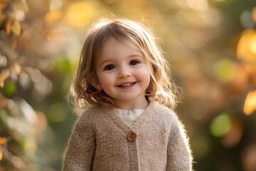 portrait of a little cute child whit bokeh bachground