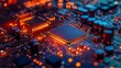 © bersch28 - An intricate electronic circuit glows with the luminescence of a central microchip, symbolizing the heart of modern computing and digital connectivity in the bright setting.
