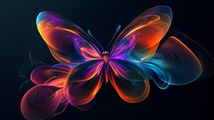 Wall Mural - a radiant abstract butterfly illustration with fluid neon patterns, combining a mix of vivid colors,