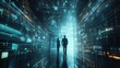 © Media Srock - Futuristic Virtual Data Center with Silhouetted Figures