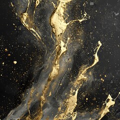 Wall Mural - Sparkling gold splash with black gray transparent texture.