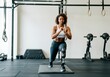 © Anna - Female athlete with prosthetic leg performing lunges in gym environment