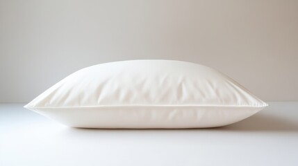 Soft white pillow on a minimalist surface in a calm indoor setting during daylight hours