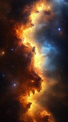 Wall Mural - vibrant nebula with fiery colors and distant stars in a cosmic landscape