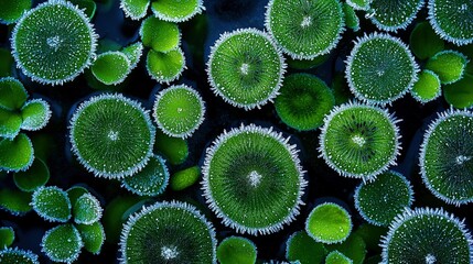Wall Mural -   A close-up of a group of plants with lush green foliage at the image's center, with the focal point being the center of the main plant